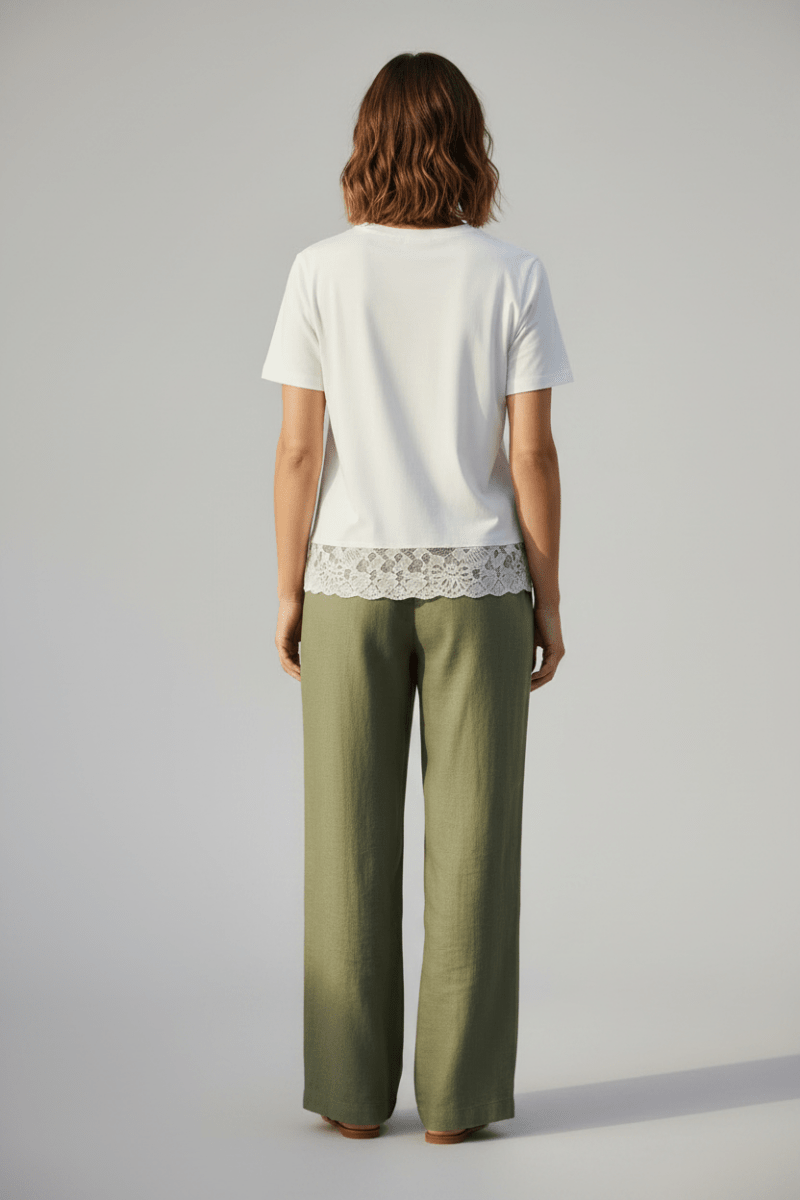 Vila T-Shirt VISYBIL LACE O-NECK S/S T-SHIRT - Snow White
