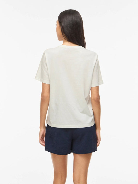 Vila T-Shirt VISYBILLA O-NECK S/S LEMON TOP/PB - Snow White POSITANO VICTORIA BLUE