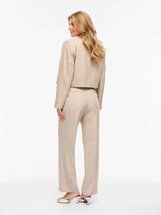 VILA Tailored Trousers VIROSA PANT - Super Light Natural Melange