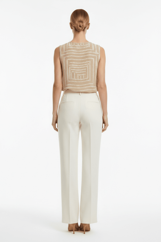 Vila Tanktop Vifrelli Kleo O - Neck Short Top - Travertine Birch Dots