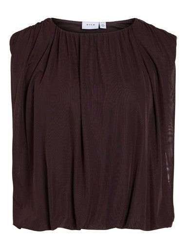 Vila Top O-Neck Langarm in Coffee Bean