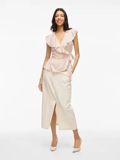 Vila Top Peach Whip Black Dots