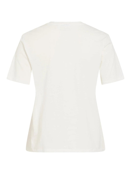 Vila Top Viangala Kurzarm Printed T-Shirt - Snow White BLUE FLOWER
