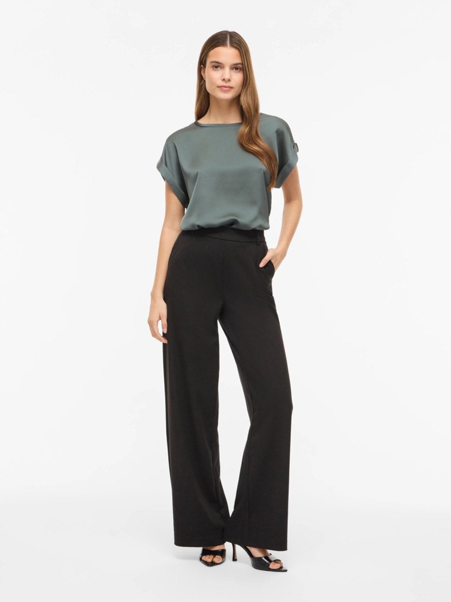 Vila Top VIELLETTE S/S SATIN TOP in Balsam Green