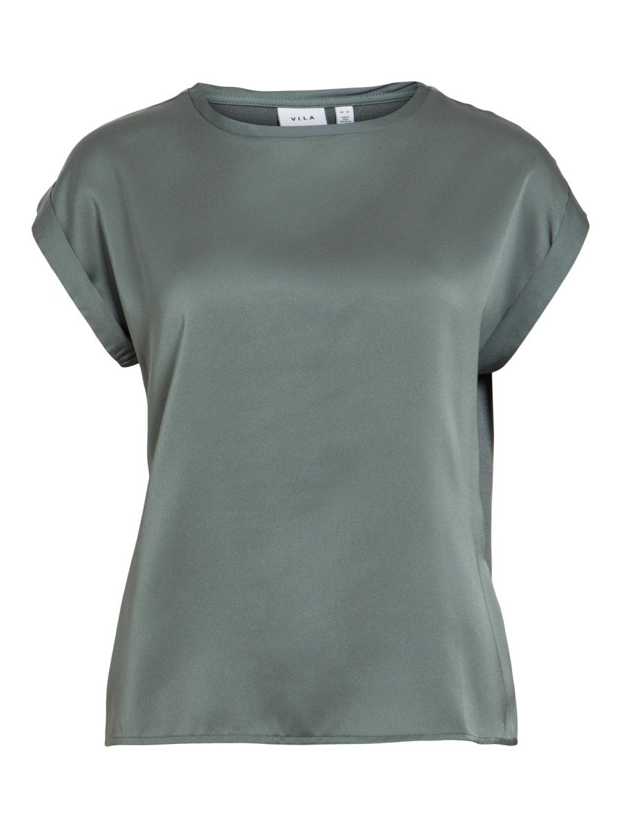Vila Top VIELLETTE S/S SATIN TOP in Balsam Green