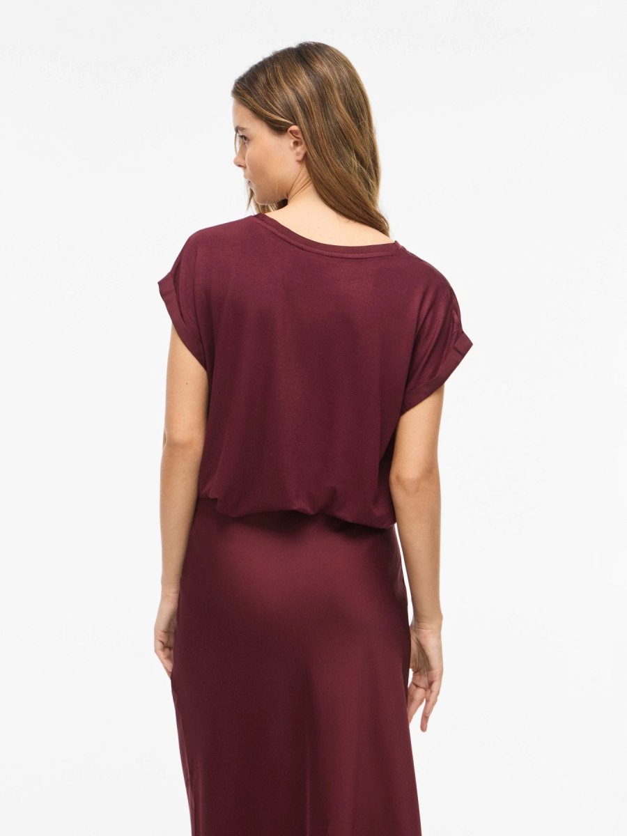 Vila Top VIELLETTE S/S SATIN TOP in Port Royale