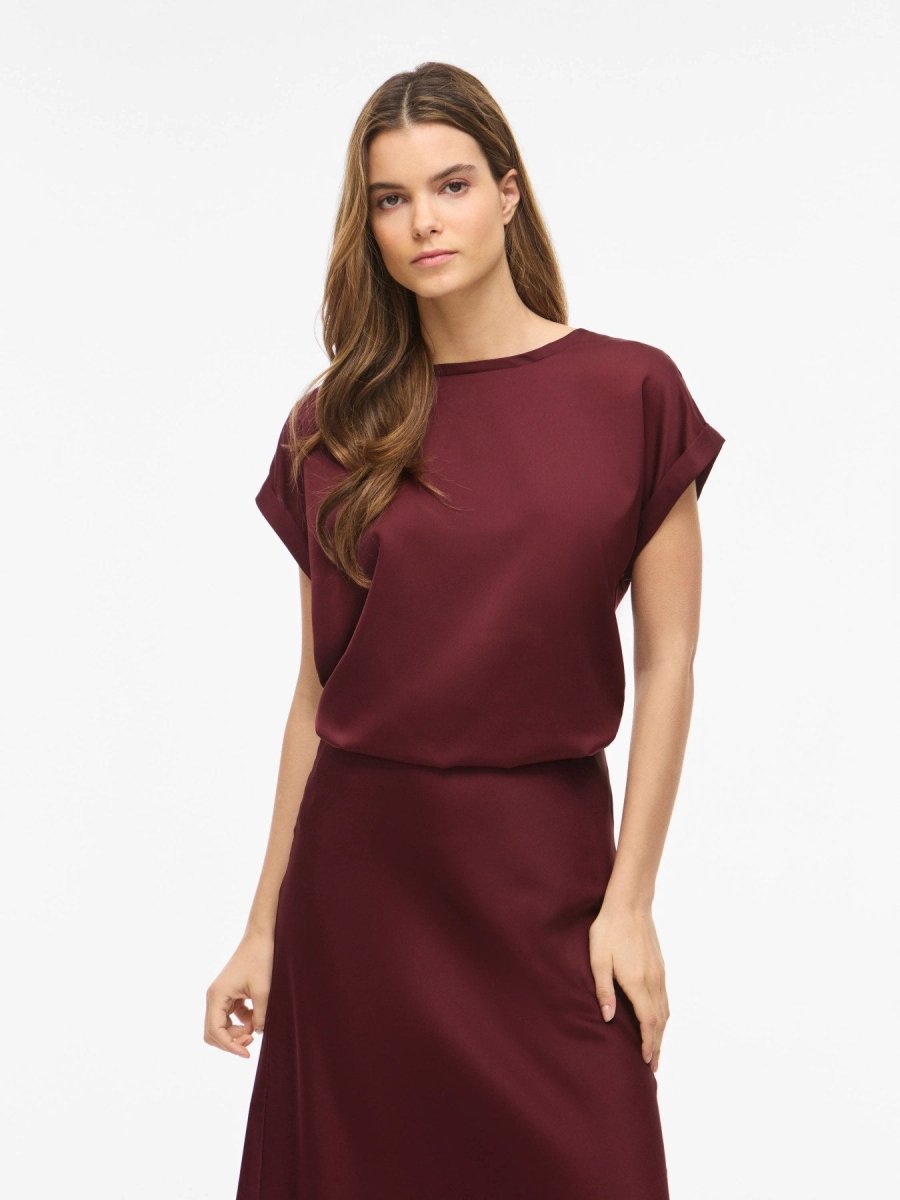 Vila Top VIELLETTE S/S SATIN TOP in Port Royale