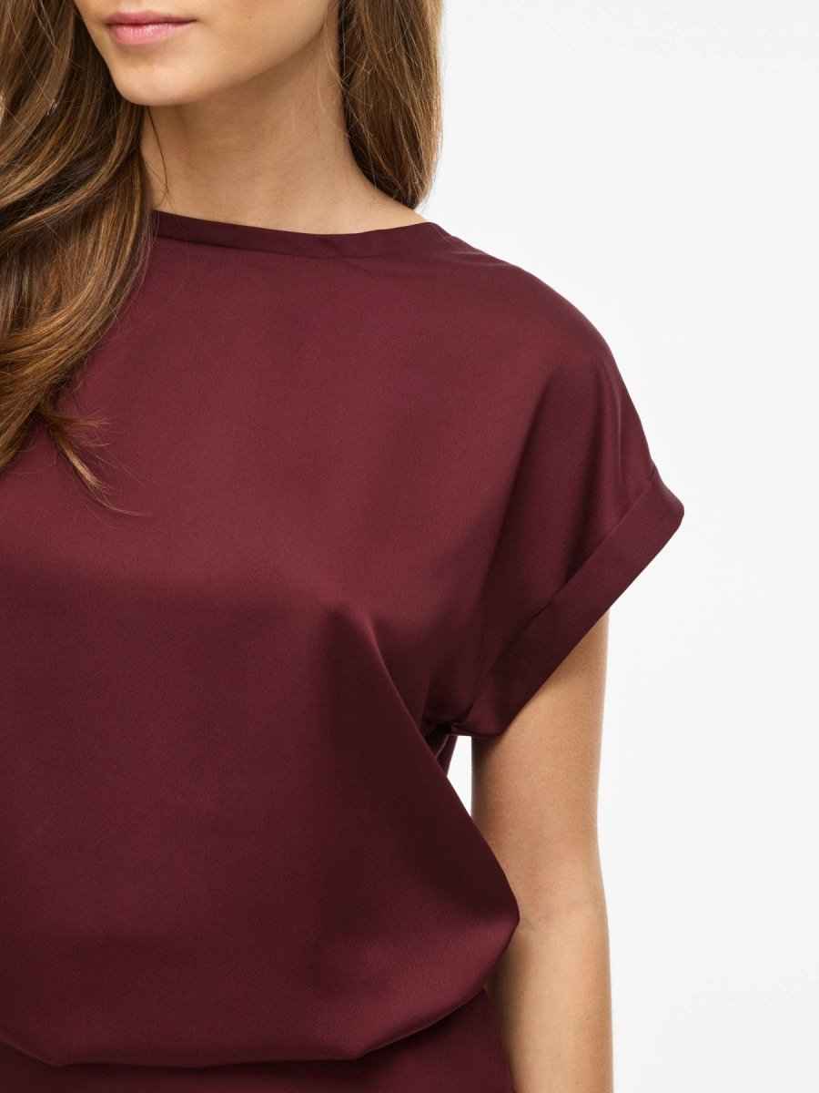 Vila Top VIELLETTE S/S SATIN TOP in Port Royale