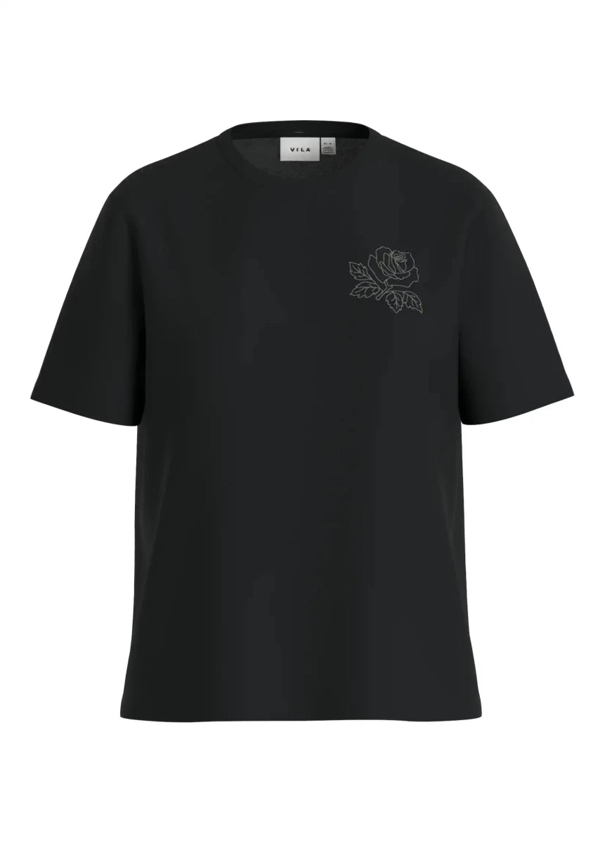 Vila Top VISYBIL ROSE EMB Black Beauty