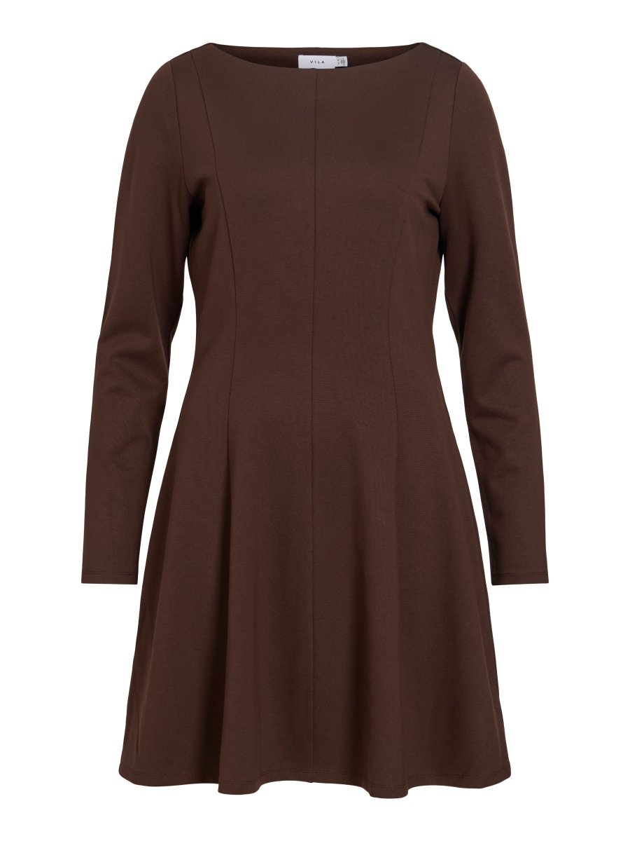 Vila U-Boot-Ausschnitt-Kleid Visiba in Coffee Bean
