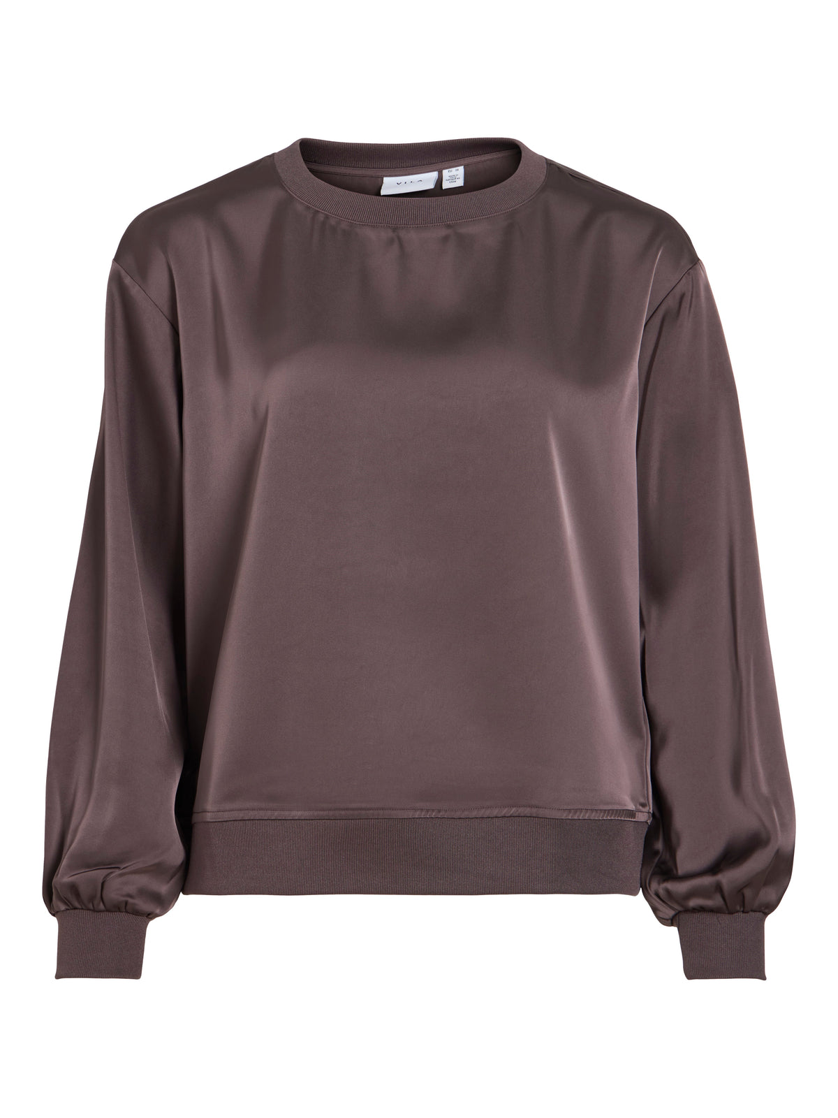 Vila Rundhals-Longsleeve-Top Viliso in Raisin