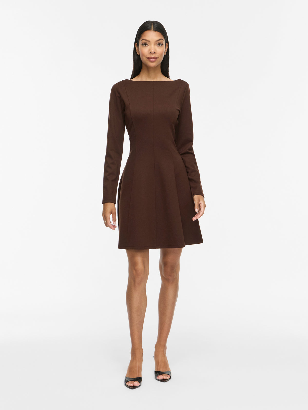 Vila U-Boot-Ausschnitt-Kleid Visiba in Coffee Bean
