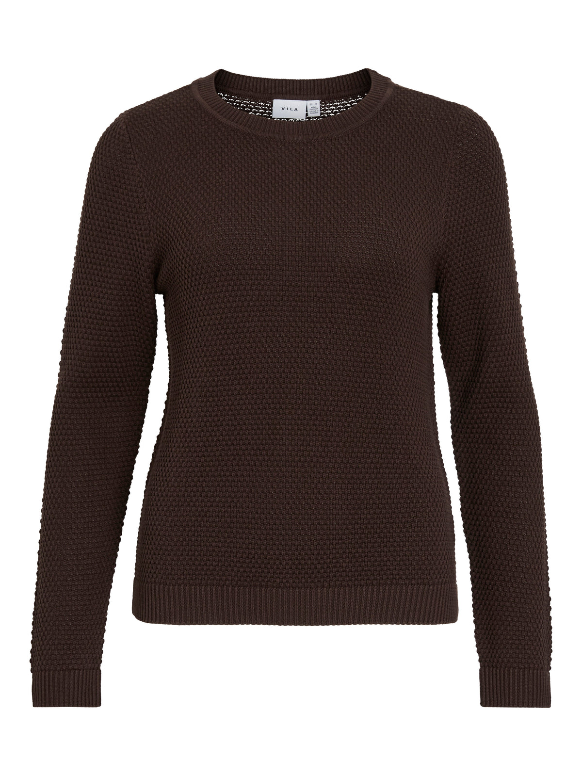 Vila Pullover Rundhals Langarm Strick Top Coffee Bean