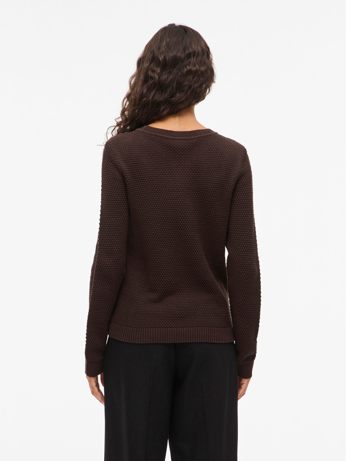 Vila Pullover Rundhals Langarm Strick Top Coffee Bean