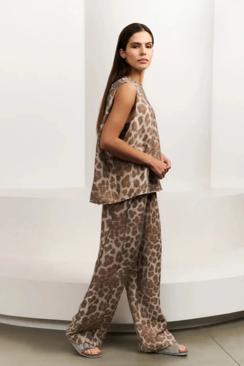 Yaya ärmellose Bluse Milk Brown Dessin