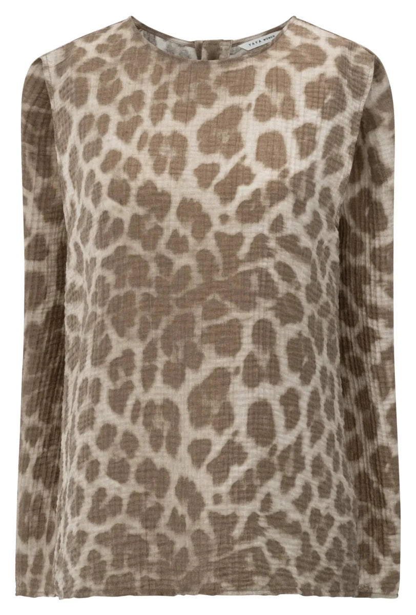 Yaya ärmellose Bluse Milk Brown Dessin
