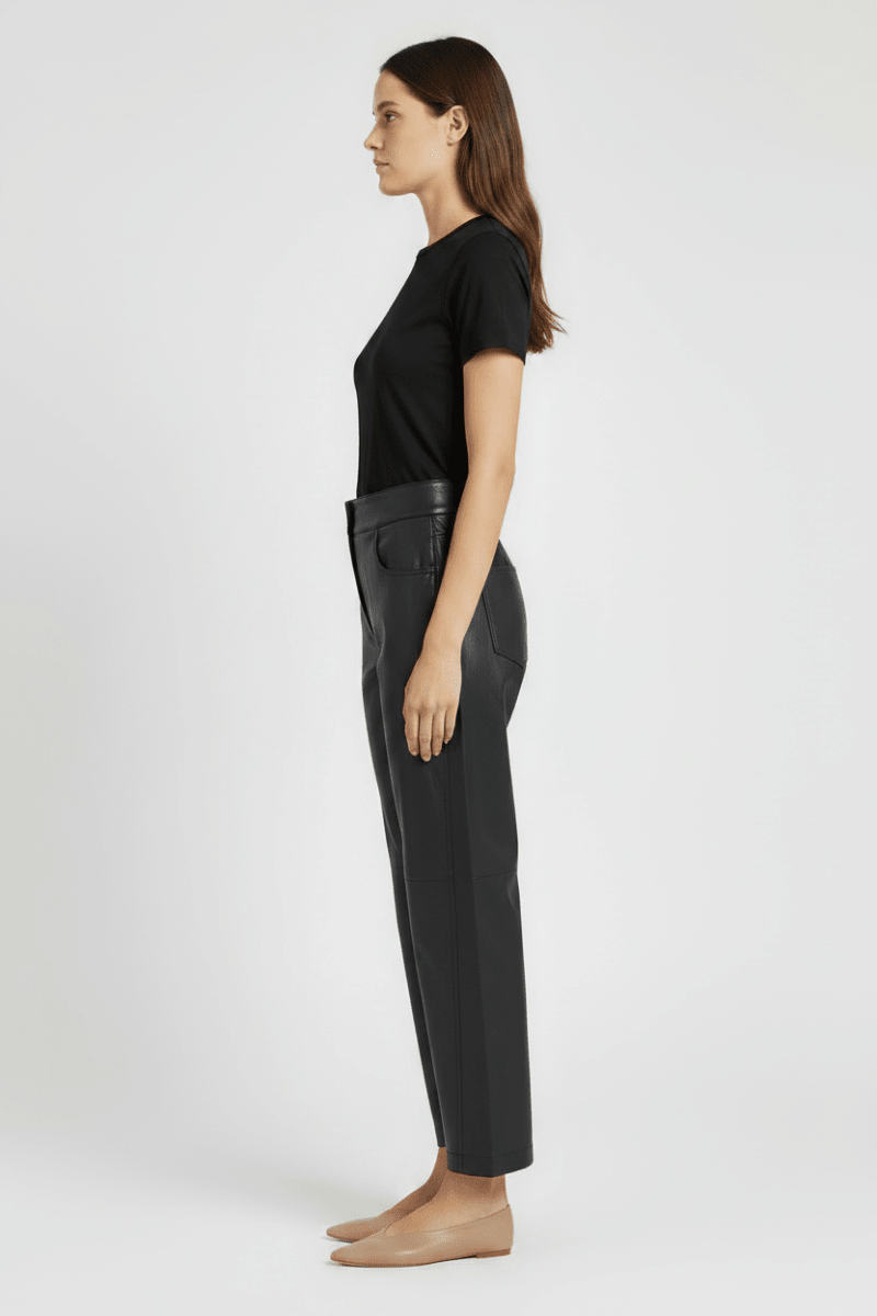 YAYA Carrot-Fit-Hose aus Lederimitat mit Nahtdetail Hole Schwarz