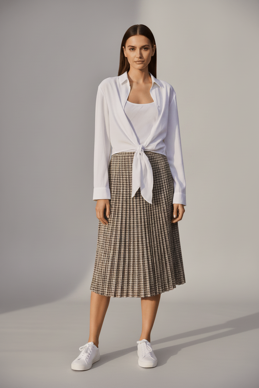 YAYA Gekötete Bluse mit passendem ärmellosen Top Pure White