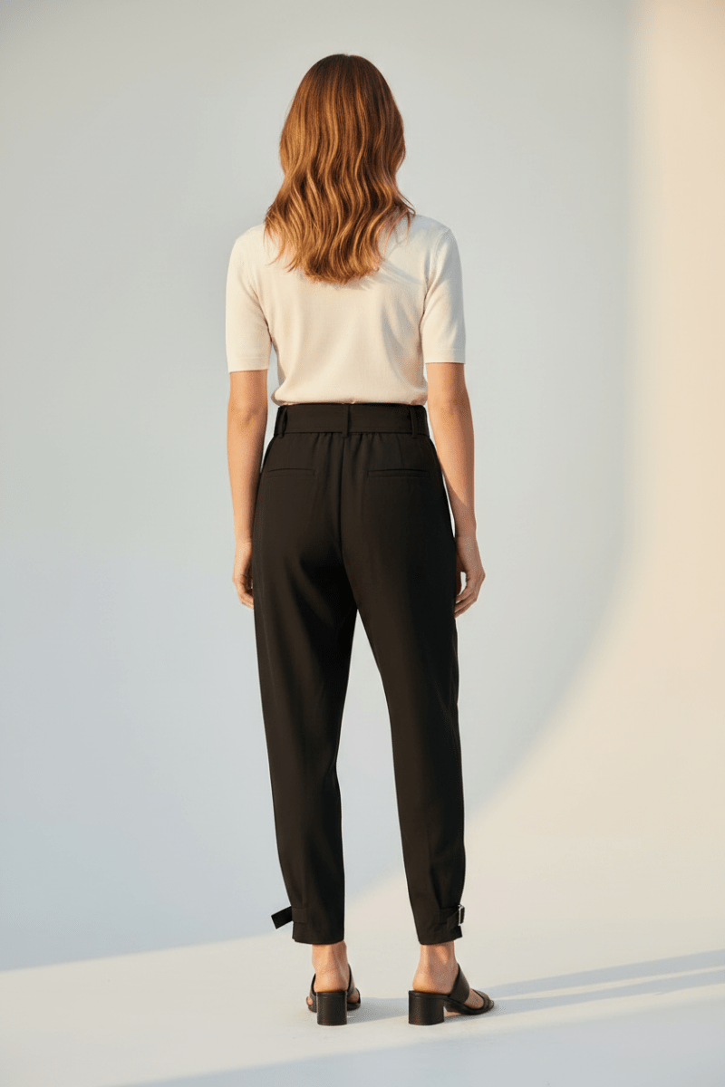 YAYA High waist loose fit trousers BLACK