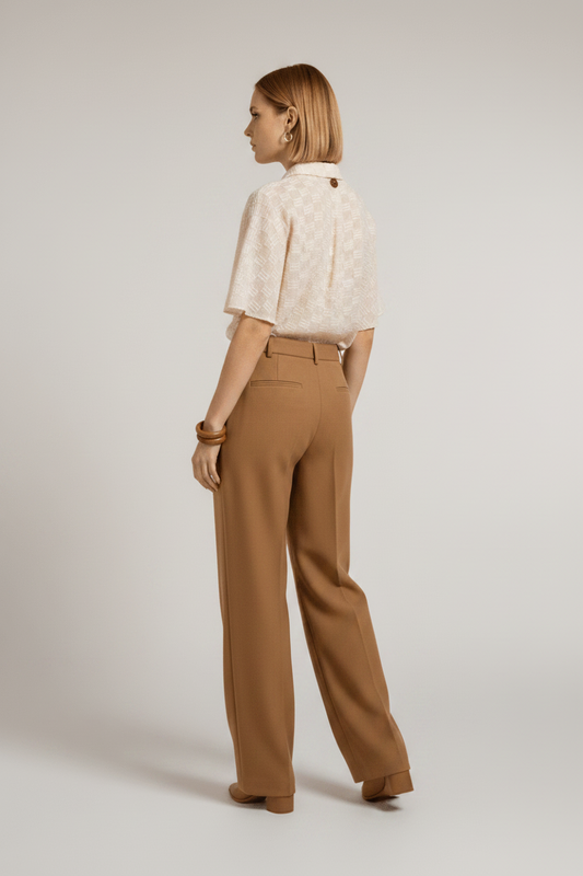 YAYA Jacquard-Bluse Beige