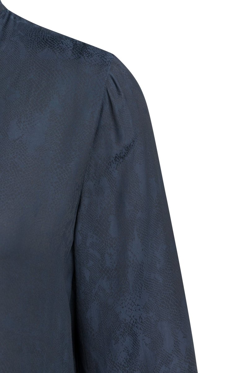 YAYA Langarm-Top mit Rüschendetails Cat Schwarz Dessin