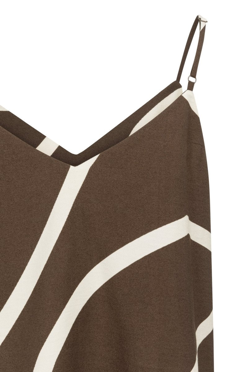 YAYA Printed v - neck singlet CHOCOLATE MARTINI BROWN DESSIN