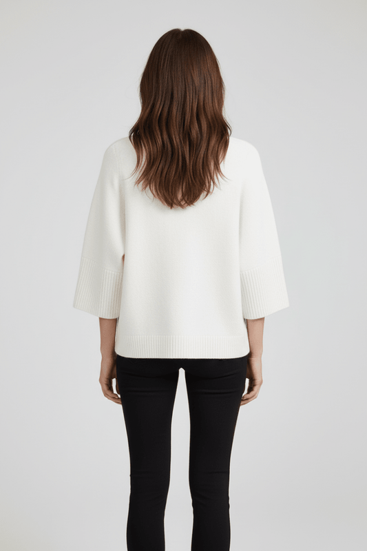 YAYA Pullover mit Rippärmeln SNOWFALL WHITE MELANGE