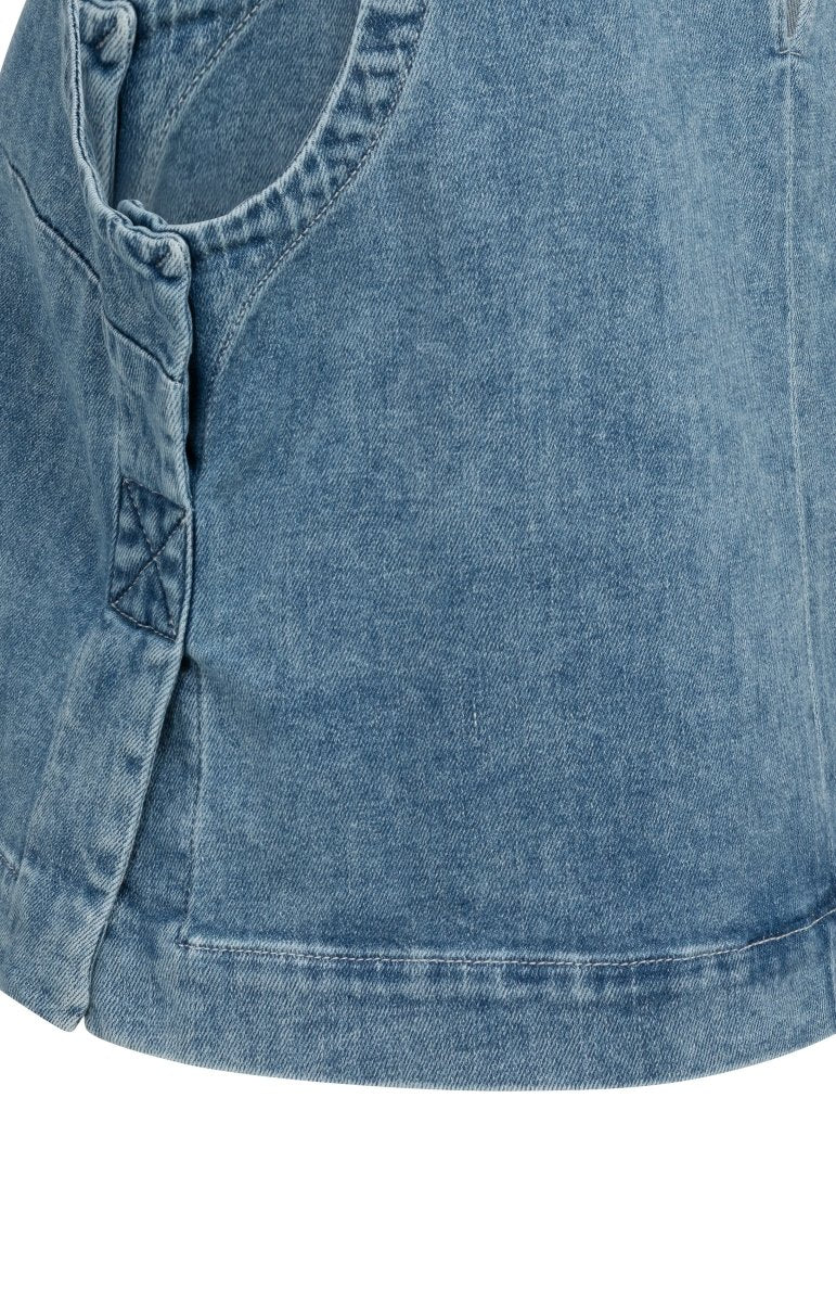 YAYA Sleeveless loose fit denim top MID BLUE DENIM