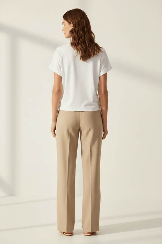 YAYA Top mit Rundhalsausschnitt und Knotendetail PURE WHITE