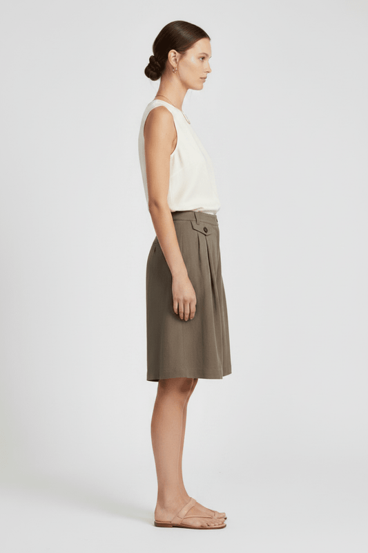 YAYA Woven longer length bermuda shorts WASHED BROWN
