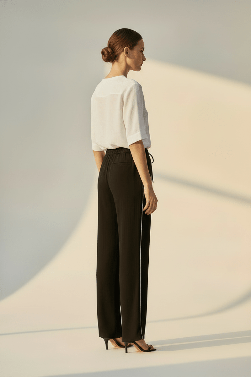 YAYA Woven wide leg trousers - L32 BLACK