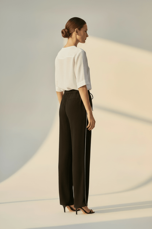 YAYA Woven wide leg trousers - L32 BLACK