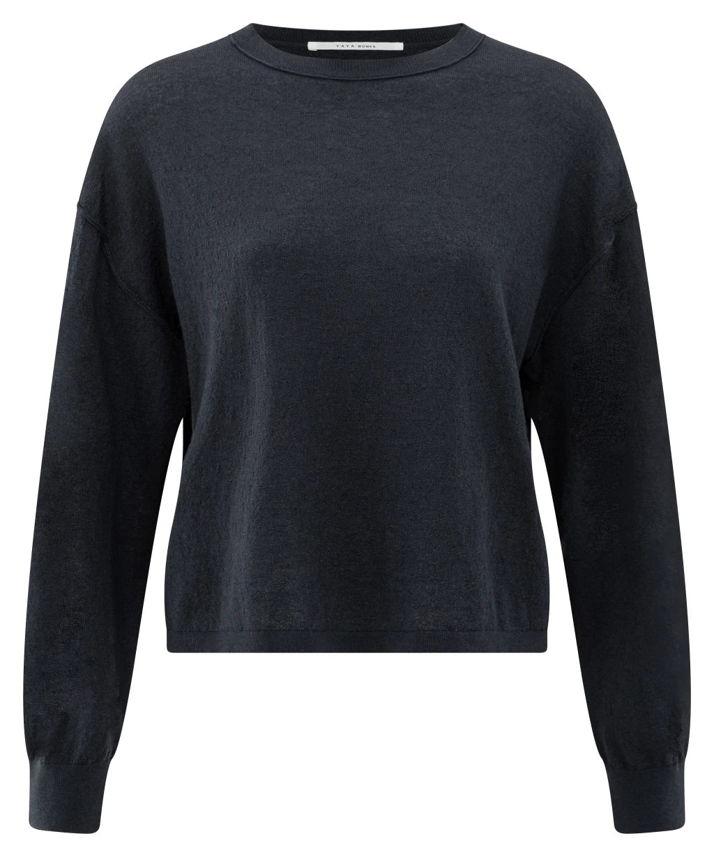 Yaya Strickpullover mit Rundhalsausschnitt Inkwell Blue