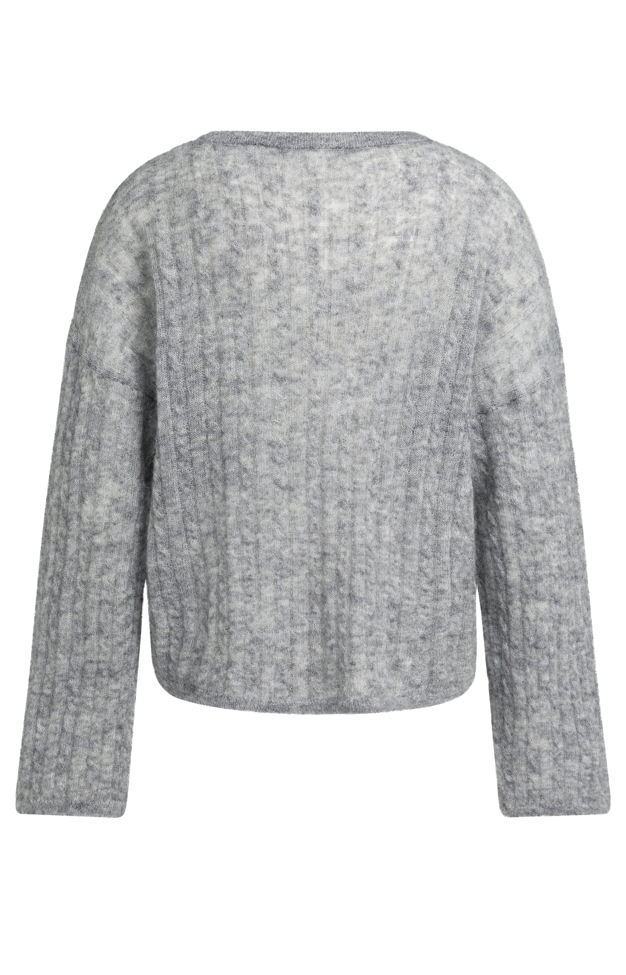 YAYA Oversized-Zopfpullover mit U-Boot-Ausschnitt Mittelgrau Melange