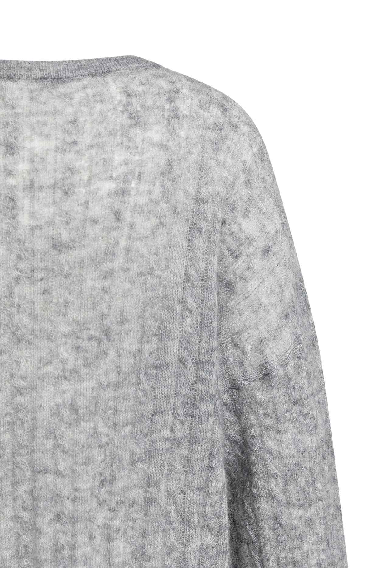 YAYA Oversized-Zopfpullover mit U-Boot-Ausschnitt Mittelgrau Melange