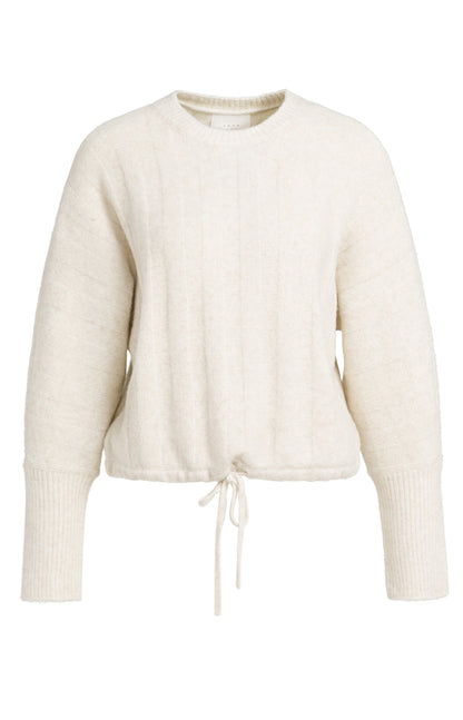 YAYA Pullover mit Fledermausärmeln und Kordelzug am Saum Off White Melange