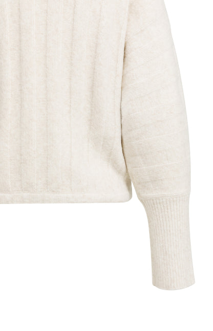 YAYA Pullover mit Fledermausärmeln und Kordelzug am Saum Off White Melange