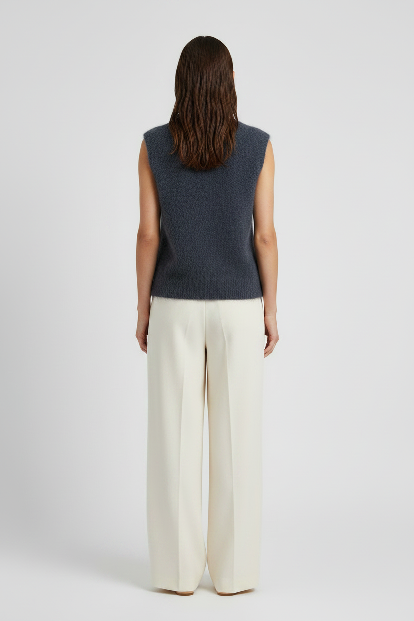 YAYA Weicher Strick-Spenzer mit tiefem V-Ausschnitt Odyssey Grau Melange