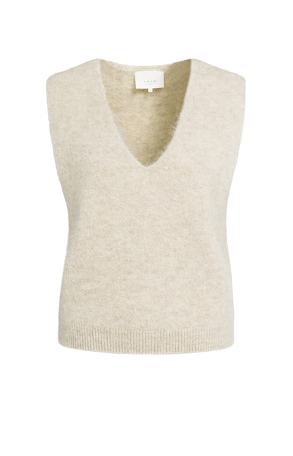 YAYA Weicher Strick-Spenzer mit tiefem V-Ausschnitt Hellbeige Melange