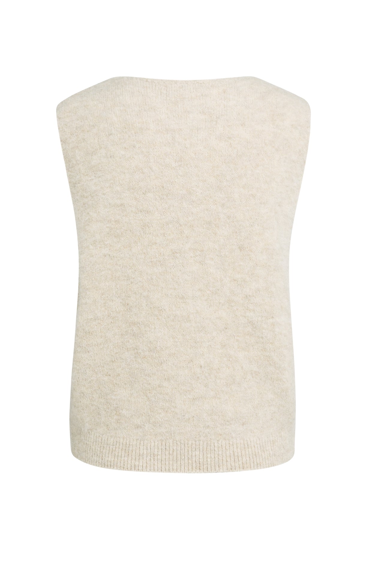 YAYA Weicher Strick-Spenzer mit tiefem V-Ausschnitt Hellbeige Melange