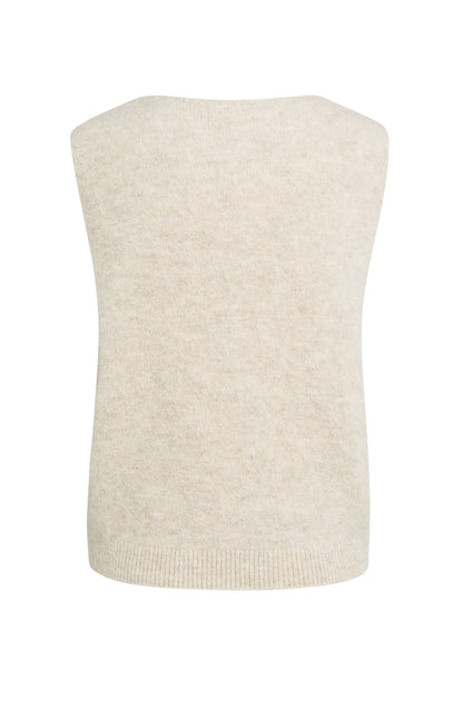 YAYA Weicher Strick-Spenzer mit tiefem V-Ausschnitt Hellbeige Melange