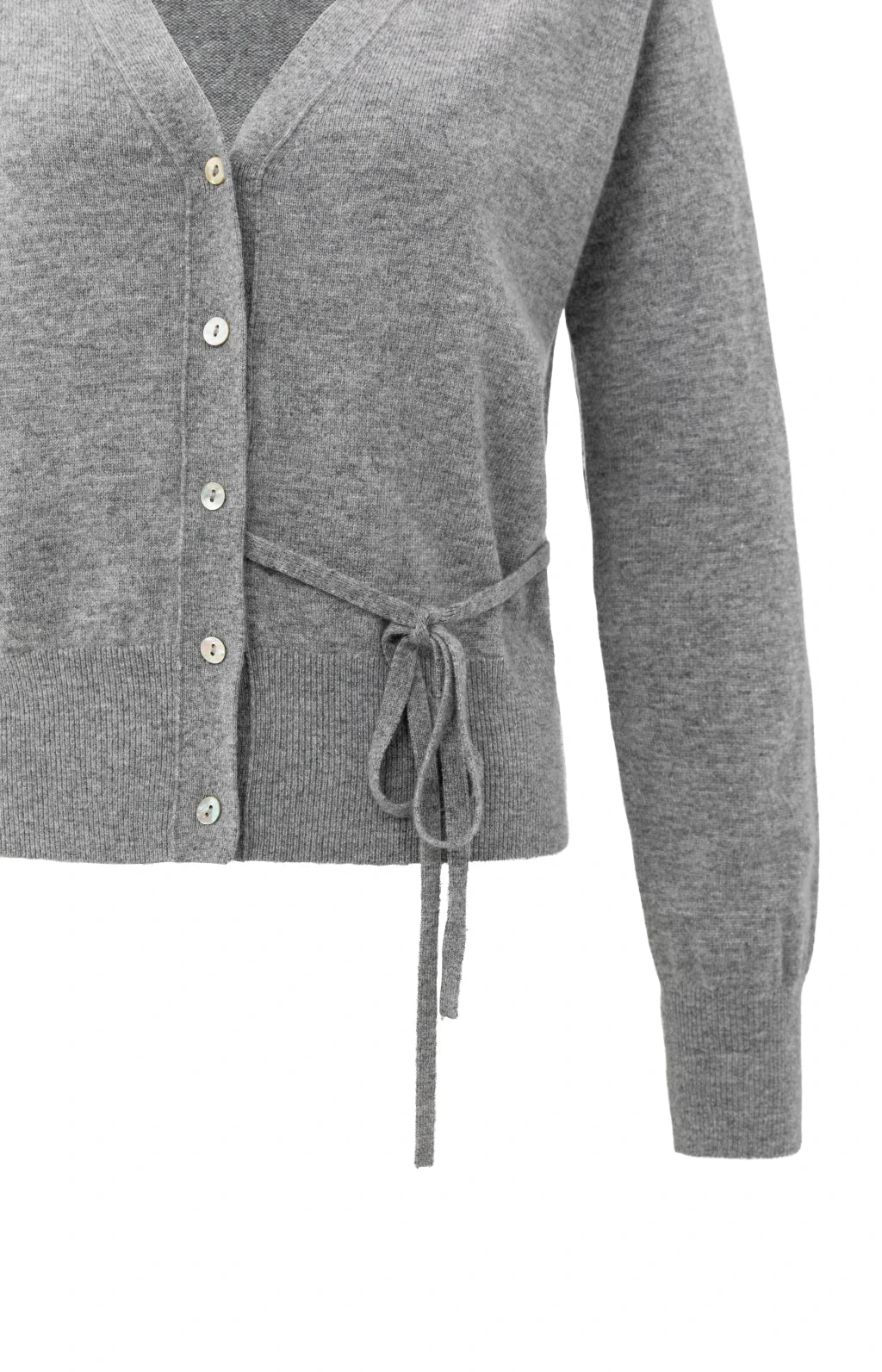 Yaya Cardigan mit V-Ausschnitt Medium Grey Melange