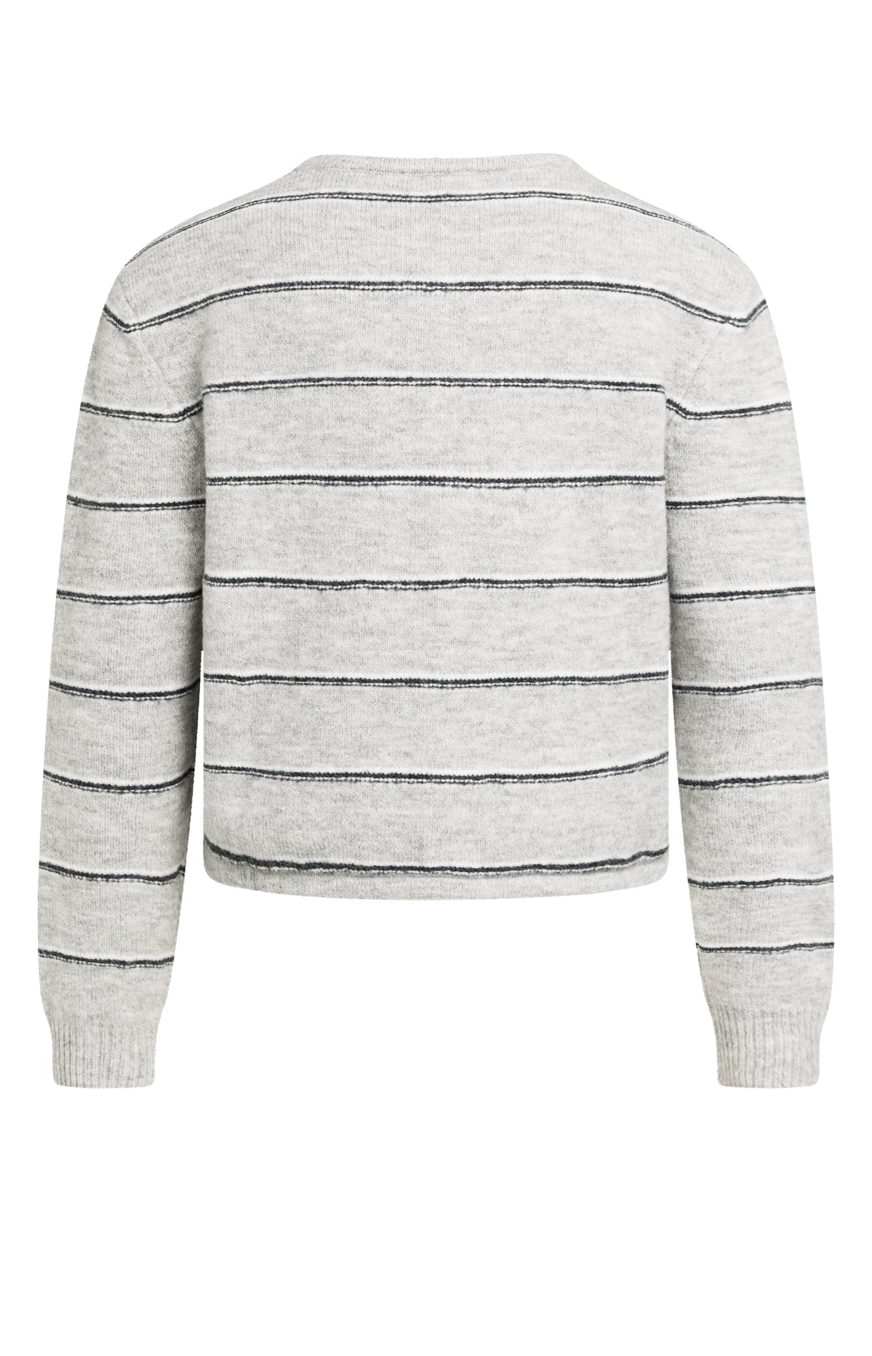YAYA Gestreifte Strickjacke mit Bindedetail Mittelgrau Melange