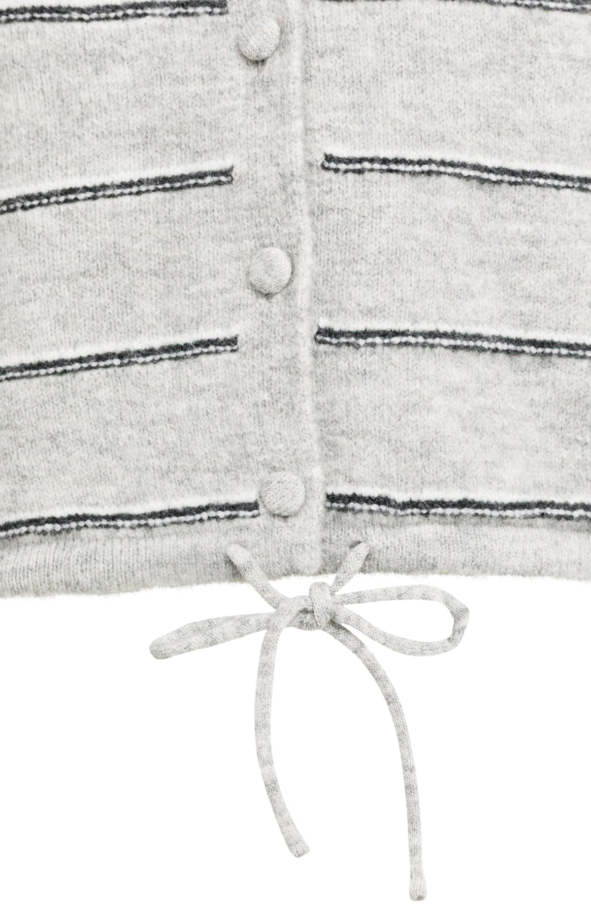 YAYA Gestreifte Strickjacke mit Bindedetail Mittelgrau Melange