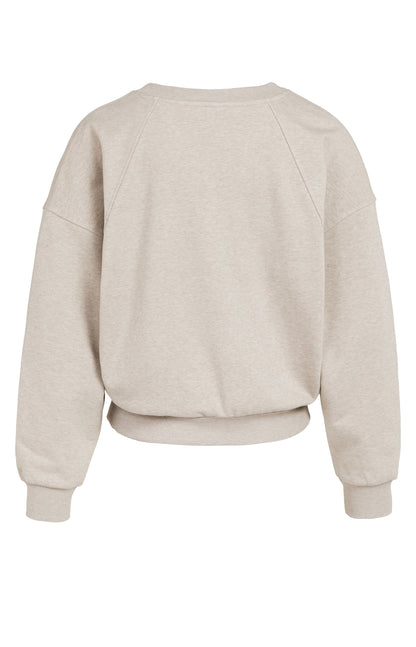 YAYA Sweatshirt mit V-Ausschnitt und Webkragen Grau meliert