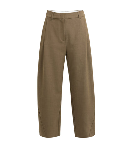 YAYA Gewebte Barrel-Leg-Hose mit Zierfalte Braun