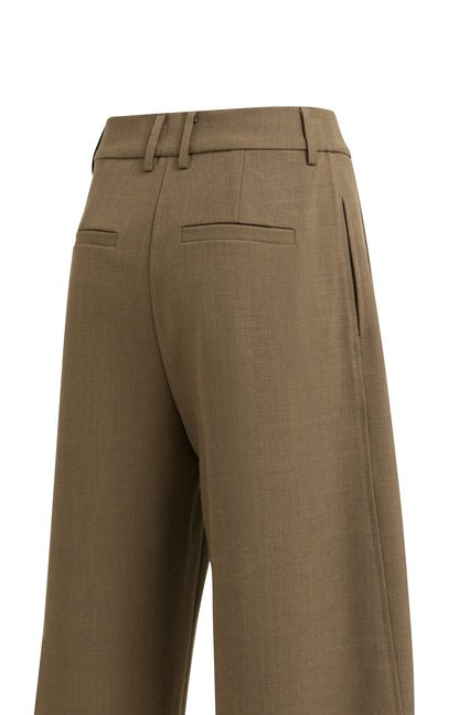YAYA Gewebte Barrel-Leg-Hose mit Zierfalte Braun