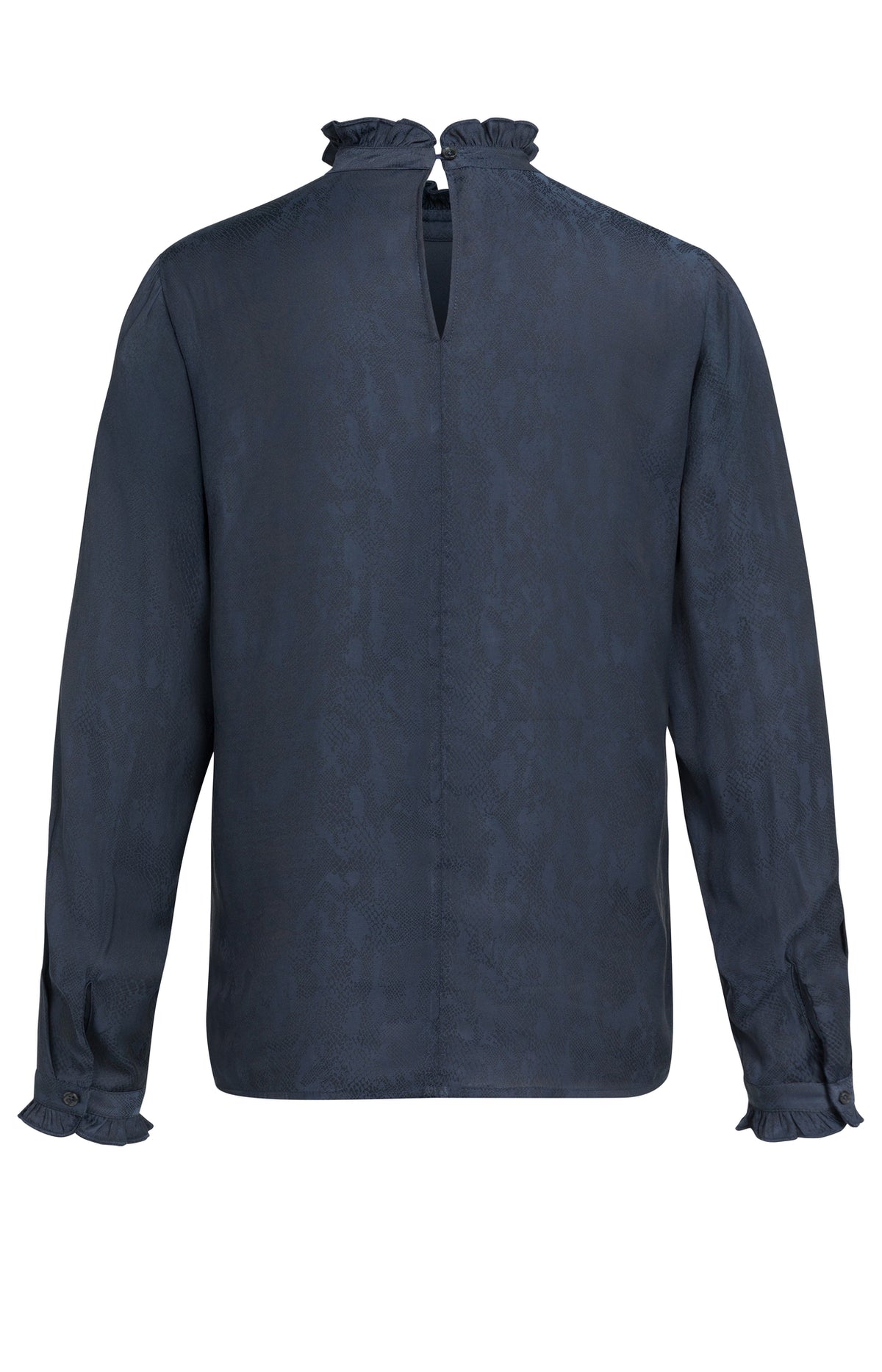 YAYA Langarm-Top mit Rüschendetails Cat Schwarz Dessin