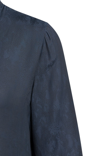 YAYA Langarm-Top mit Rüschendetails Cat Schwarz Dessin