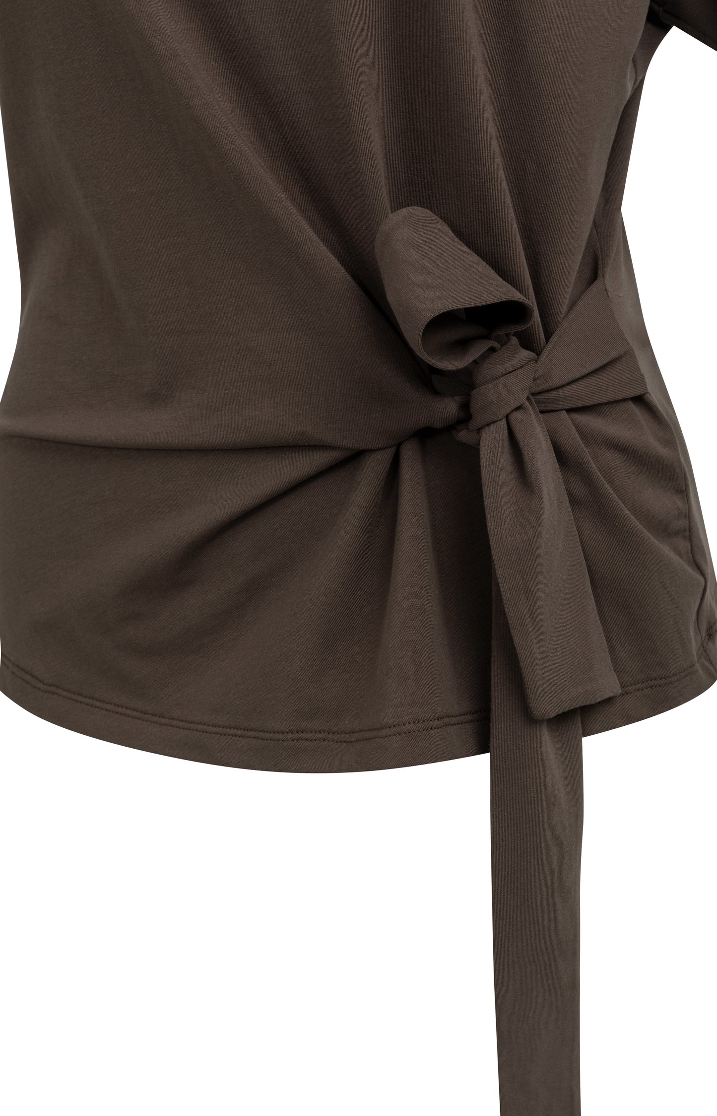 YAYA Top mit Rundhalsausschnitt und Knotendetail AUBERGINE PURPLE